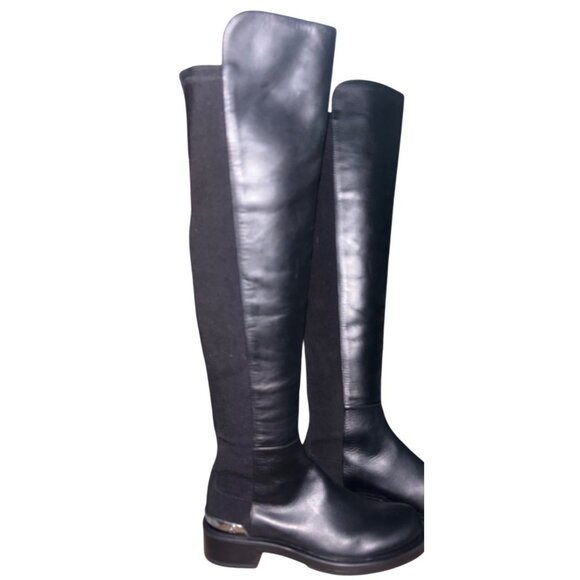 Stuart Weitzman 5050 Bold Logo Boots Rare Silver Heel Emblem Size 5.5 Brand New - Picture 7 of 16